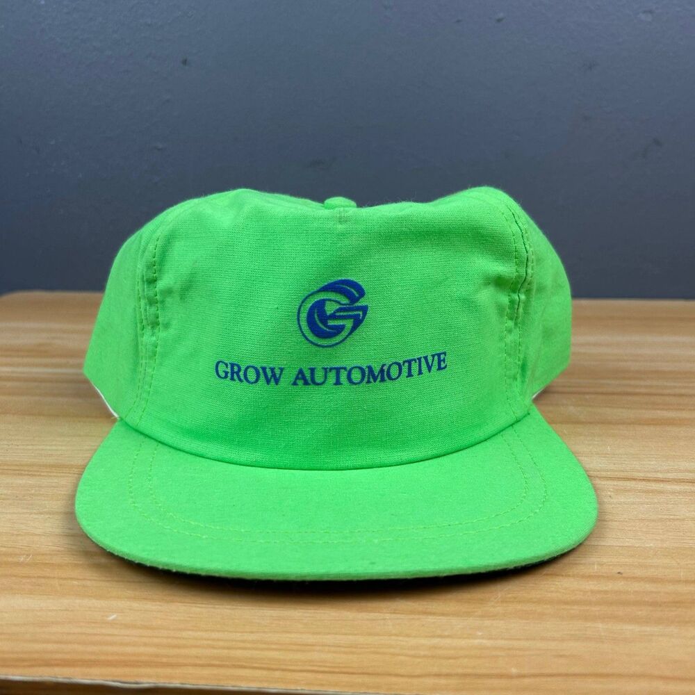 Trucker Hat Neon Green Grow Automotive Snapback Vintage Comfort Curved Brim